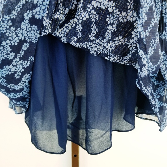 MICHAEL Michael Kors 2X Blue Floral Metallic Top - Picture 5 of 8